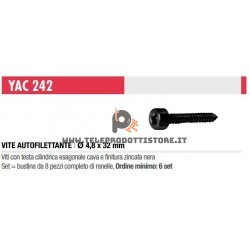 YAC242 Ciare kit 10 pz. viti autofilettanti nero testa esagonale vite 4,8x32 mm.