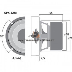 SPX-32M Monacor Altoparlante woofer a larga banda full range 40W 8Ohm 3" 87mm SPX32M