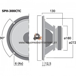 SPH-300CTC Monacor Subwoofer hi-fi 2x250W 2x8Ohm 12" 300mm SPH300CTC