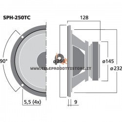 SPH-250TC Monacor Woofer subwoofer hi-fi 2x150W 2x8 Ohm 10" 250mm SPH250TC