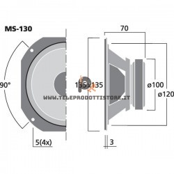 MS-130 Monacor midrange medio hi-fi 80W 8 Ohm 135mm MS130