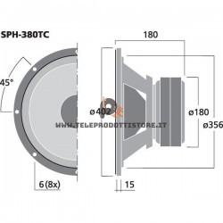SPH-380TC Monacor Subwoofer hi-fi 2x400W 2x4 Ohm 15" 380mm SPH380TC